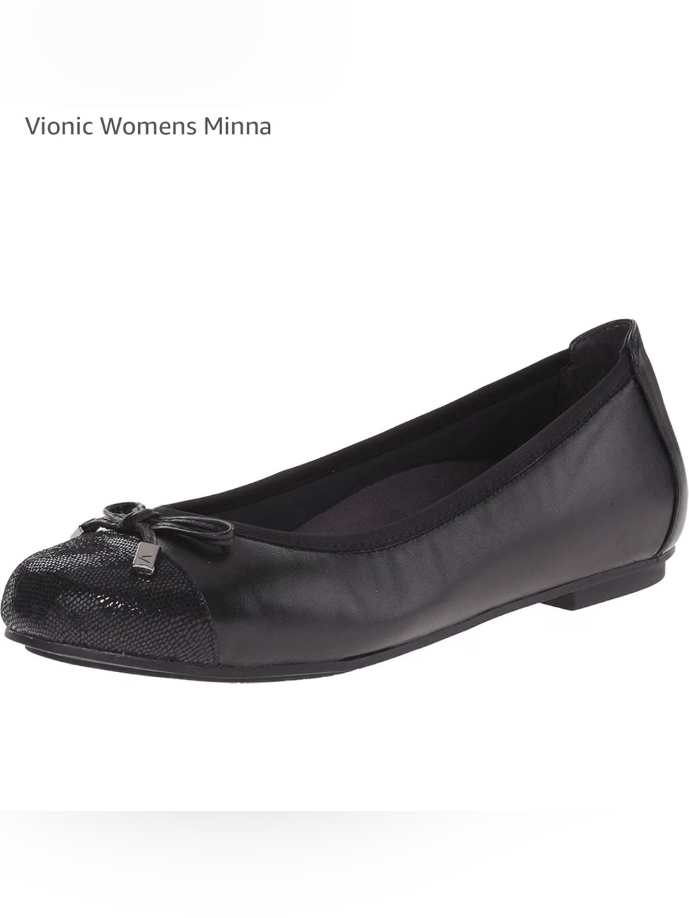 Vionic Minna Black Leather Ballet Flats Size 7